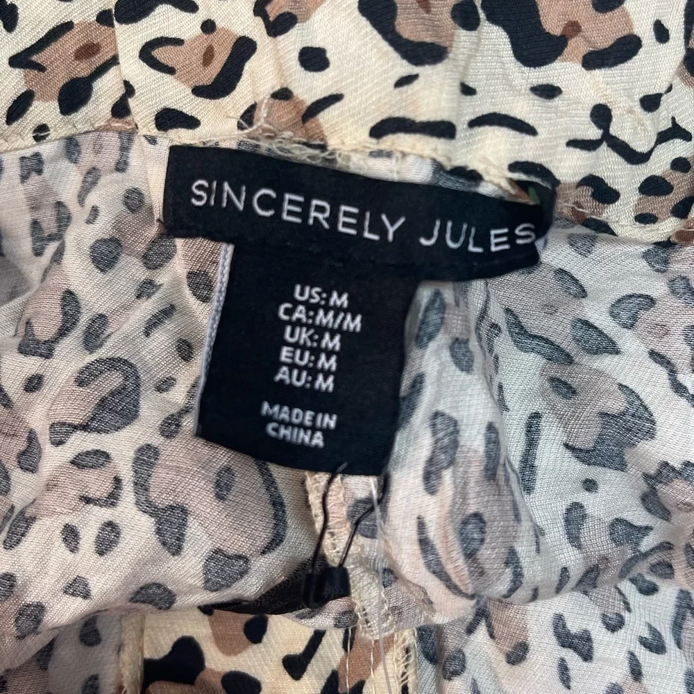 Sincerely Jules Leopard Print Pants Beige Tan